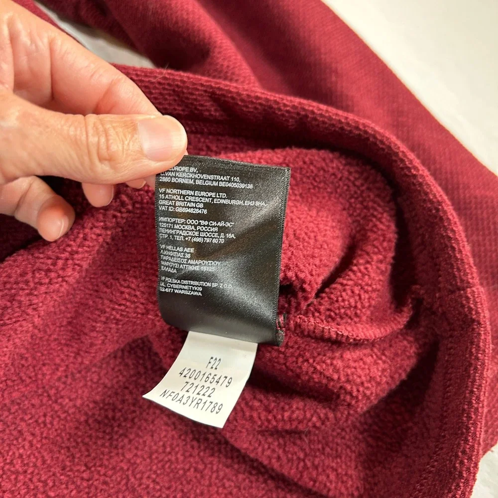 The North Face Mens XXL Burgundy Quarter Zip Fleece Pullover Sweater NF0A3YR1789